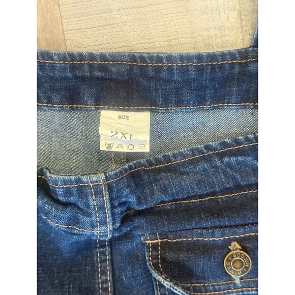 Soojun Overalls Womens Size 2XL Blue Denim Dark Wash Stretch Straight Leg - Picture 4 of 7